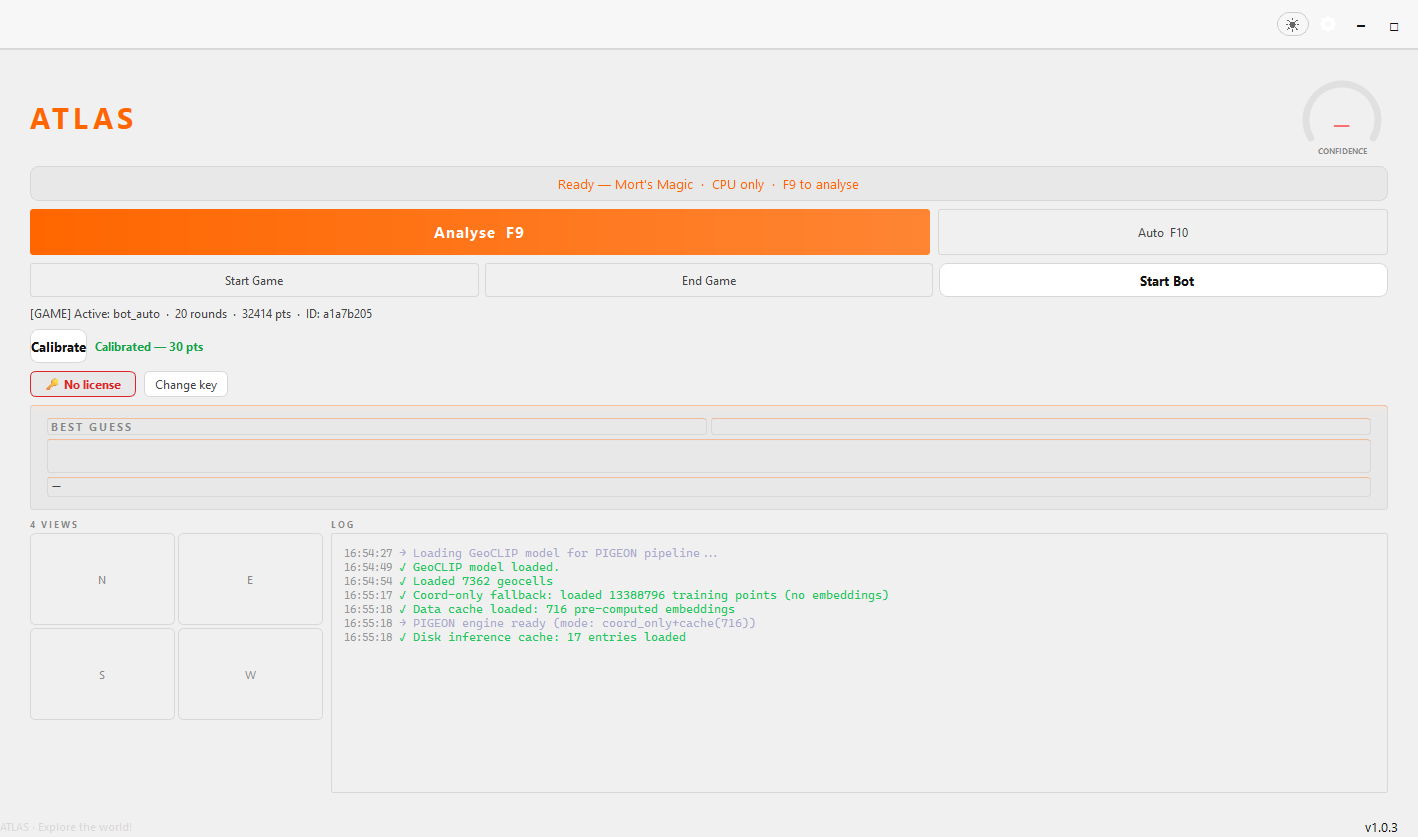 ATLAS desktop app — live prediction interface